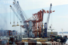 This photo shows a view of the container terminal of Yangon Port.  Photo Xinhua